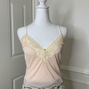 Vintage 70’s Flair lingerie sleep cami top with lace trim